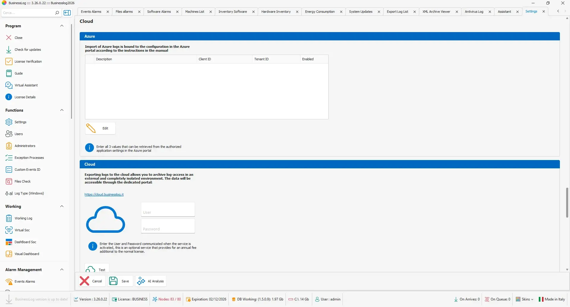 General settings and retention policies